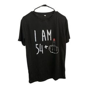 Novelty Women’s Black Graphic Birthday Funny T-shirt I Am 54 Plus 1 Size L